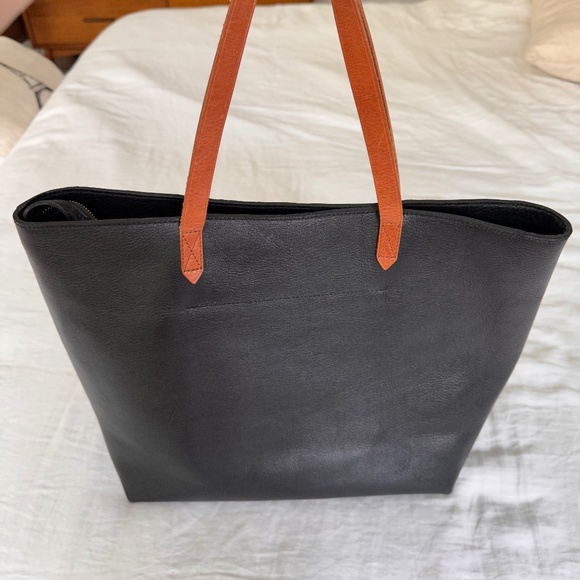 Madewell Zip Top Transport Tote Black/Brown - Picture 1 of 11